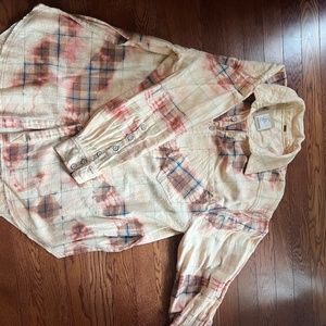 Free People acid stained oversized button up flannel